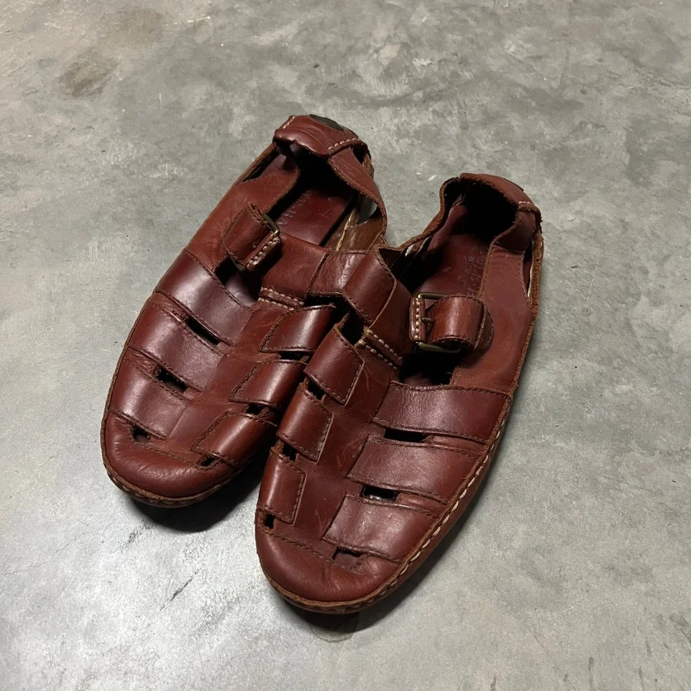 Cole Haan Country Mens Leather Fisherman Sandals Brown Buckle Huarache 9M 14698